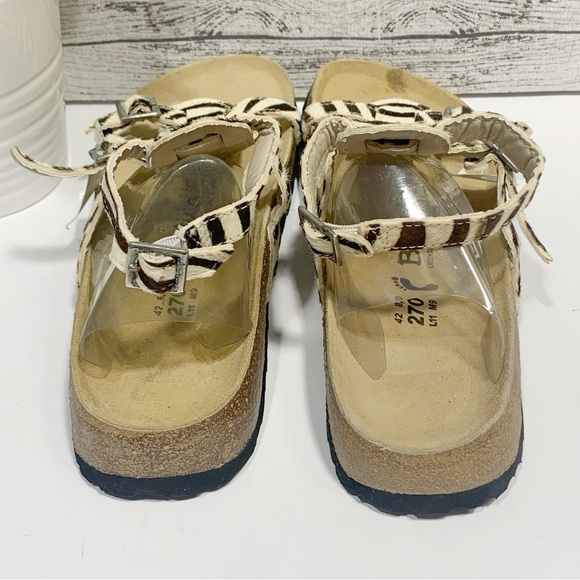 Betula by Birkenstock NWT zebra fur ankle sandals size 42 EU or 11-11.5 US - Picture 9 of 12